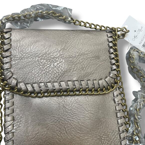 Muse Royale Link Chain Crossbody Bronze Mini Bag Flap Top Snap Vacation Purse - Picture 9 of 14